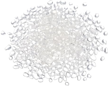 QUARKZMAN Bolas de Vidrio Redondas para Fuego Canicas de Vidrio guijarros de Vidrio Rellenos de Jarrones Gemas para Acuario de Peces 6-9mm 300g/0.67 Lbs Transparente