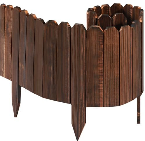 LINSHRY Clôture de jardin en bois, 1 pièce, 30 cm H x 121,9 cm L, bordure de jardin décorative en bois, clôture flexible pour entretien du jardin et de la cour (longueur totale de 1,2 m)