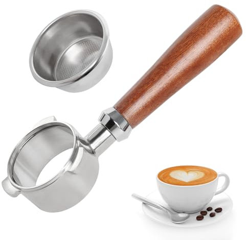 Bottomless Portafilter 54mm Compatible with Breville 870/875/878/880 Sage Barista Espresso Machine, 54mm Portafilter with 3 Ears, Stainless Steel Filter Basket and Walnut Handle, Espresso Accessories