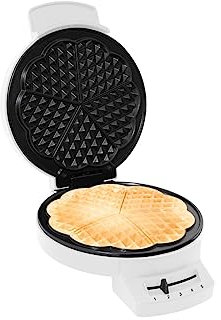 Fritel Piastra per waffle a forma di cuore, piastre in alluminio pressofuso, maniglie Cool-Touch, termostato regolabile, bianco, moderna