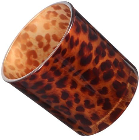 Cabilock Portacandele in Vetro Creativo Stampa Leopardata, Tazza Gialla per Decorazioni da Bar e Meditazione, Stabile e Casa e Ufficio