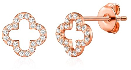 Philip Jones Rose Gold Plated Clover Earrings Created with Zircondia® Crystals