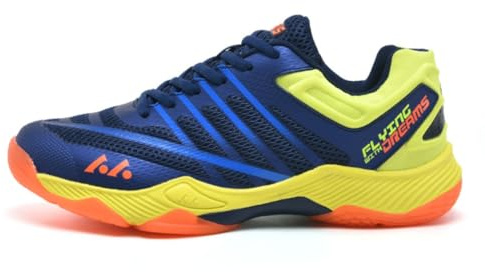 Xuanke Handballschuhe Herren Atmungsaktiv rutschfest Turnschuhe Damen Squashschuhe Leichte Wettkampf Trainingsschuhe (Blau Gelb,41)
