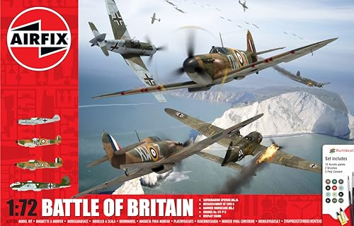 Airfix A50173A Set de Regalo de la Batalla de Inglaterra Kit de Manualidades en Miniatura, maquetas de Aviones de plástico a Escala 1/72 para Adultos