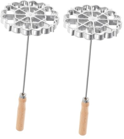 BAZEITFLOW 2pièces Machine à Rosettes Aluminium Avec Poignée Forme De Rosace Ensemble De Fers à Timbale Pour Gâteaux à Huile Et Gâteaux Aux Crevettes