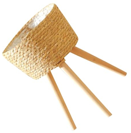 Outanaya Bois Support Tressé Panier Minimaliste, pour Pots de Fleurs | Usage Balcon et Bureau, Design Tressé Rustique, Gain de Place et Rangement Net, Format Panier