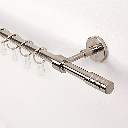 Ventanara® Gardinenstange 160 cm 1 läufig 16 mm mit Endstücken Zylinder inklusive 16 Ringen Wand und Deckenmontage