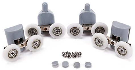 Lance Home Double Shower Door Rollers, Sliding Door Fitting Glass Door Roller Guide Pulley 19 mm (Double Wheel, 19mm)
