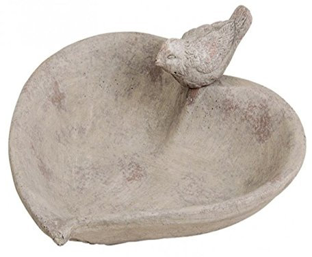 Vogelfutterschale Futterstation für Vögel aus Ton in Herzform - grau - b16t26h10cm