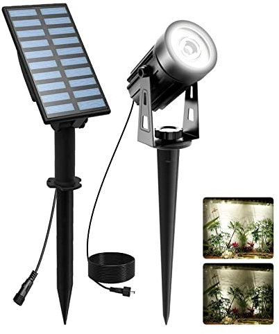 T-SUNUS Solar Garden Spot Lights, LED Solar Light Outdoor Waterproof Auto ON/Off for Garden, Driveway, Pathway, Pool Area, Christmas Decorations(White 6000K)