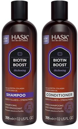 HASK Biotin Boost Shampoo und Conditioner Set Verdickung – farbecht, glutenfrei, sulfatfrei, parabenfrei – 1 Shampoo und 1 Conditioner