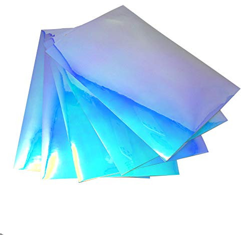 5x Din A4 Bogen Bastelfolie FlipFlop Chrom Hologramm Chamäleon Effektfolie Künstlerfolie Plotterfolie Basteln DIY FF2 (Blau/Lila, 5 Stück)