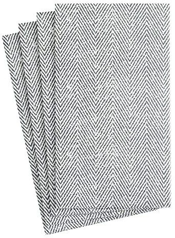 Caspari Jute Paper Linen Guest Towel Napkins in Charcoal - Two Packs of 12