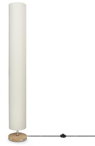 Paco Home Lampadaire Salon LED Lampe À Abat-Jour Tissu E27 Bois Moderne E14 Uni Bambou Lampe De Plancher