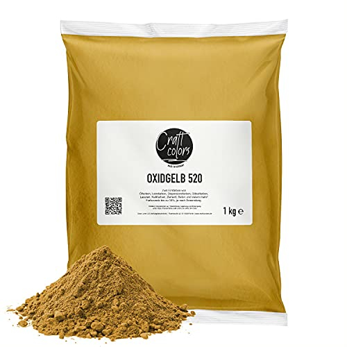Farbpigment Oxidgelb | 1 KG | hochwertiges Pigment zum einfärben von Betonmasse, Estrich, Putz, Gips, Harze, Lasur oder Fugenmörtel | Made in Germany | Betonfarbe | Estrichfarbe | Fugenfarbe
