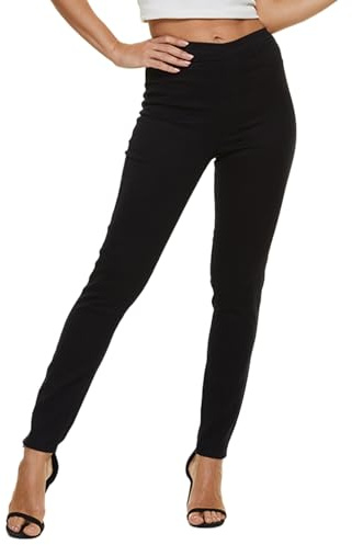 LICTZNEE Women's Stretchy Jeans, High Waist Slim Jeggings Fit Leg Pull on Jean with Pockets, Soft Breathable Cotton Blend, (Black, X-Large)