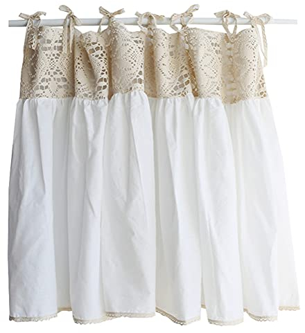 ACMHNC Rideau Court pour Cuisine, Café en Crochet, Petite Fenêtre Romantique Style Maison de Campagne, Décoration de Bistrot, Placard 1 Pièce, W x H 120x83cm