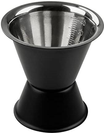 Fackelmann Cocktail Messbecher Specter in Matt Schwarz & Silber – Beidseitig verwendbar 2cl & 4cl – Schnaps Dosierer für Alkohol, Spirituosen, Gin und Cocktails – Tolles Zubehör für die Bar