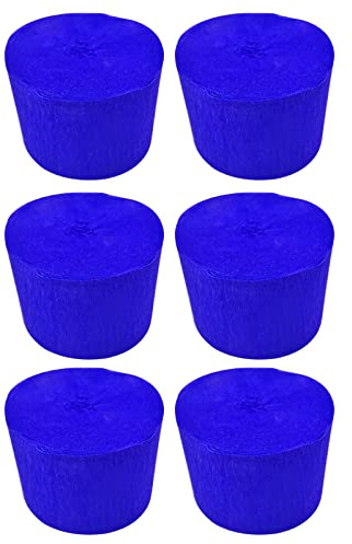 Krepppapier 6 Rolle Kreppbände 4.5cm x 25m Krepp-Papier Band Bunt Luftschlangen Creppapier Bastelkrepp DIY Papier Streamer für Deko Party Hochzeit Geburtstags Feier Dekoration (Blau)