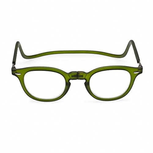 Contacta, Lock Lesebrille für Herren und Damen, Brille mit Magnet, starrem Kragen und verstellbaren Stangen, Farbe Grün, Dioptrien +3,50, Packung mit Brillenhalter, 33 g