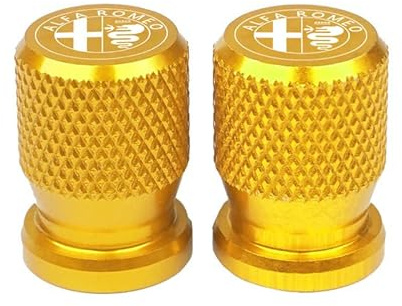 JUNZAI Autoreifen-Ventilkappe, für Alfa Romeo 159 147 156 Giulietta 147 159, Radreifen-Staubkappen, Felgenzubehör,Gold
