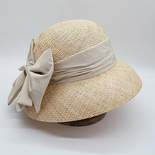 Sonnenhut Stroh Sonnenhut Damen Eimer Sonnenhut Strohhut mit Cloche Sommerhut Strand Damenhut (Beige Einheitsgröße)