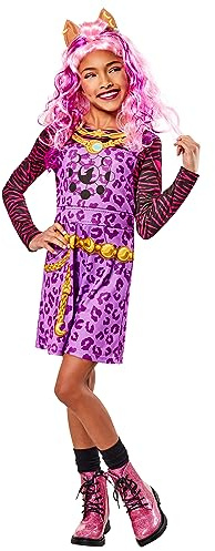 Rubies Clawdeen Classic kostym för flickor, klänning och pannband, officiellt monster, hög kostym för karneval, jul, födelsedag, fest och halloween.