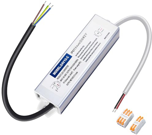 Karyoosi LED Trafo 24V 15W 0.6A, LED Netzteil 24V, Transformator 230V auf 24 Volt DC, Wasserdichtes IP67 Treiber Für LED Beleuchtung im Innen- und Außenbereich