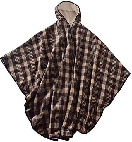DRYFAL Wheelchair Blanket Adult Fleece-Lined Cape with Hood, Winter Poncho Coat for Women and Men, Warm Blanket