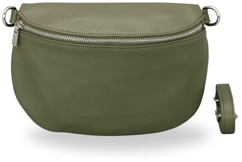 Brise Art AFIA Damen Bauchtasche Echtleder Handgefertigt Crossbody Bag | Damen Umhängetasche, Echtes Leder, Schultertasche mit Ledergurt, 3 Fächer, Wasserabweisend, Made in Italy