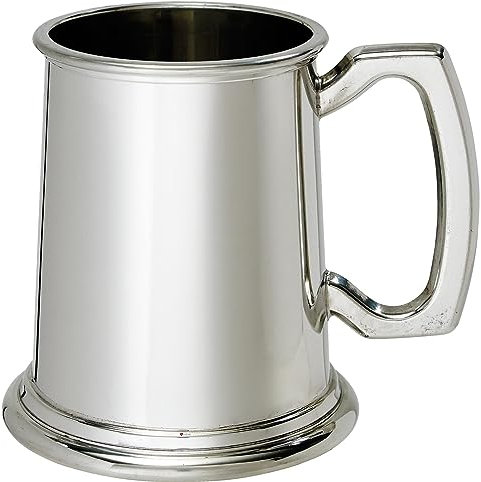 I LUV LTD Estaño Jarro Media Pinta Plano Acabado Pulido Brillante del Cuerpo Mango Cuadrado Cerveza Jarro Regalos Personalizados para Hombres y Mujeres