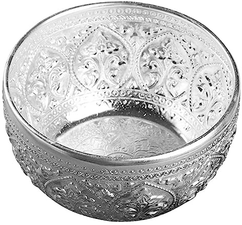 Ciieeo Thai Tin Bowl Small Carved Water Offering Bowl 8Cm Diameter 3Mm Thick Tin Multi-Functional Storing Aroma Beautiful Thai Style Pattern Design for Massage at Home and Beauty Salons