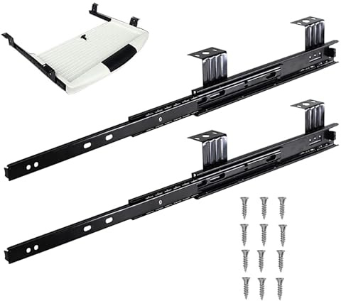 Ball Bearing Guides Full Extension Drawer Runner Slides 1-Pair Keyboard Drawer Slides Track 10inch 12inch, for Under Desk Computer Slide, Sliding Shelf/Table Extension Slide Rail
