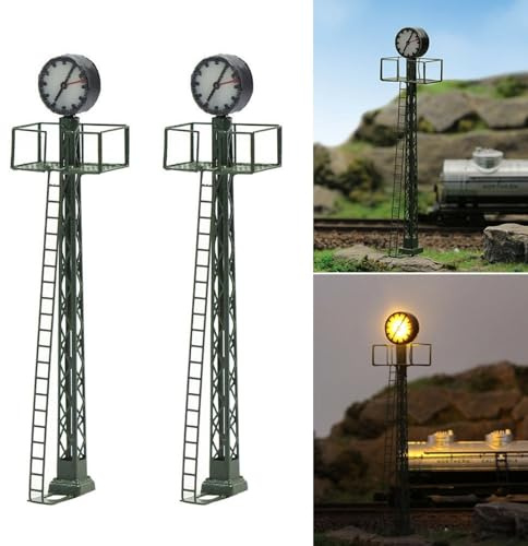 HEIBTENY 2 Stück Modelleisenbahn Lichter Metall Landschaft Spur N Licht Layout Lampen & Beleuchtung Für Modelleisenbahnen 20MA Gaslaterne Gartenlampen Parklaternen