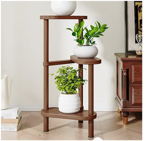 Blumenständer Blumenregal Blumenbank Holz-Pflanzenständer Für Drinnen Und Draußen, 3-stufiges Pflanzenregal, Hohes Eck-Pflanzenregal Pflanzenständer Blumentreppe Pflanzenregal ( Color : Brown , Size :