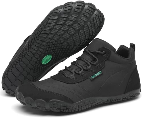 SAGUARO Barfußschuhe Herren Barfuss Schuhe Damen Barfusschuhe Leicht Zehenschuhe Bequem Fitnessschuhe rutschfest Traillaufschuhe Barefoot Shoes mit Zero-Drop Sohle Schwarz,EU Gr.39