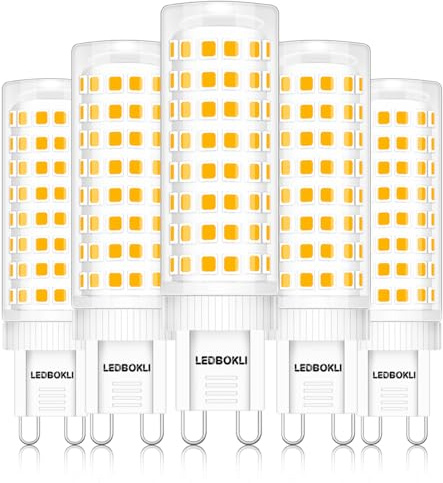 LEDBOKLI Dimmbare G9 LED Lampe Warmweiß 10W 3000K - entspricht 100W Halogenlampe, G9 Glühbirne 900 Lumen, kein Flackern, 360° Abstrahlwinkel, AC 220-240V, Enegiesparende kleine Birne, 5er Pack