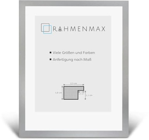 RahmenMax Skane Puzzlerahmen 36x49 cm Bilderrahmen Mattsilber Silber Matt Hintergrund Weiss Kunstglas klar