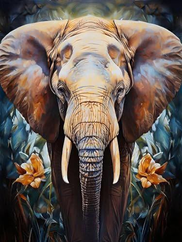 Malen Nach Zahlen Kinder ab 7 8 9 10 Jahre Mädchen, Paint by Numbers Elefant Adult Kinder Anfänger mit Leinwand Pinseln Acrylpigment für Geschenke und Home Haus Dekorieren, Rahmenlos 70x90cm F-45