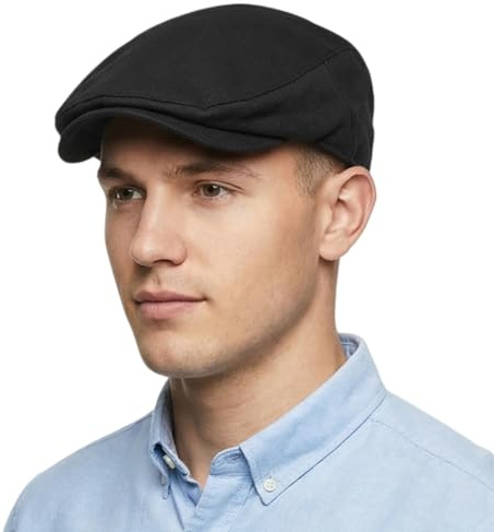 HIQIU Schiebermütze Herren mit Futter - Gatsby Golf Barett Kappe Flatcap Herren Schirmmütze Lässig Newsboy Cap in Klassischem Design für Frühling Herbst