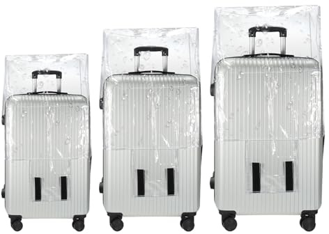 PATIKIL Kofferhüllen, 3 Stück 20 24 28 Zoll PVC Kofferhüllen Schutzhüllen wasserdichte Reisekofferhüllen für Koffer, Transparent