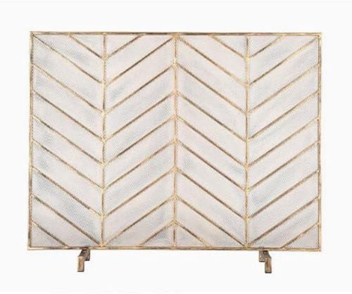 Grille pare-étincelles pour fournaise Cloison de cheminée simple en or avec écran de sol en maille for la maison Clôture décorative avant de cheminée Écran de cheminée simple face Pare-étincelles auto