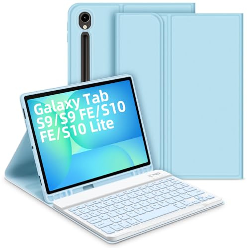 Bettdow Funda con Teclado para Samsung Galaxy Tab S10 Lite/S10 FE 10,9 2025, Desmontable Español Ñ Teclado con Funda para Galaxy Tab S10 FE/Tab S9 FE 10,9 Pulgadas/Tab S9 11 Pulgadas, Azul
