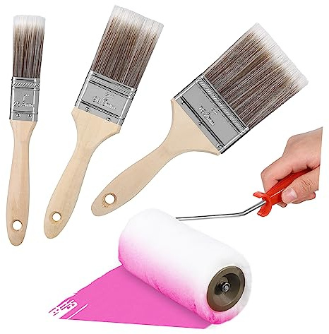 Angoily 1set Paint Roller Kit Professional Brushes for Varnishes Epoxy Resin and Water-Based Paints Includes Handle Brushes for Easy Application