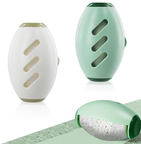 KLEHOPE 2 Piezas Rodillo Quitapelusas Reutilizable, Lavables Rodillo de Pelusa Reutilizable, Portátiles Rollo para Limpiar Ropa, Verde Claro y Blanco, para Ropa, Cabello, Escombros