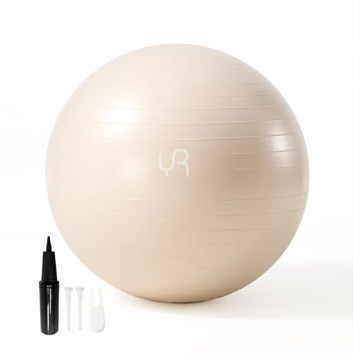 RYTMAT Exercise Ball for Workouts, Anti-Burst and Slip Resistant Yoga Ball for Gym Fitness and Physical Therapy (White)