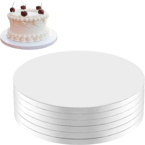 PIQIUQIU 6 Stück 20cmx12mm Cakeboard, Runde Tortenunterlage Wiederverwendbare,Tortenplatte Pappe für Hochzeit, Geburtstag, Party