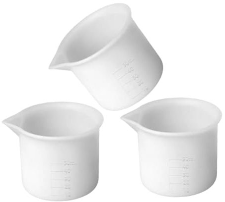 Cabilock Juego 3 Vasos Medidores De Silicona 50 Ml Resistentes Al Calor Transparentes Para Mezclar Resina y Cocinar Manualidades