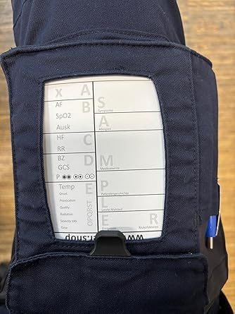 10x Hosenblock für den Rettungsdienst mit ABCDE-Schema - Kompakte Blöcke im A6-Format | Klar strukturiert für eine schnelle Dokumentation | Packung mit 10 Blöcken (Typ A France)