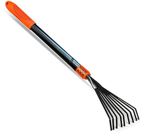 G4GADGET Telescopic Garden Rake | Adjustable Leaf & Lawn Rake | Soil, Grass & Moss Rake for Gardening | Heavy Duty Extendable Handle | Garden Rake for Leaves & Yard Cleanup